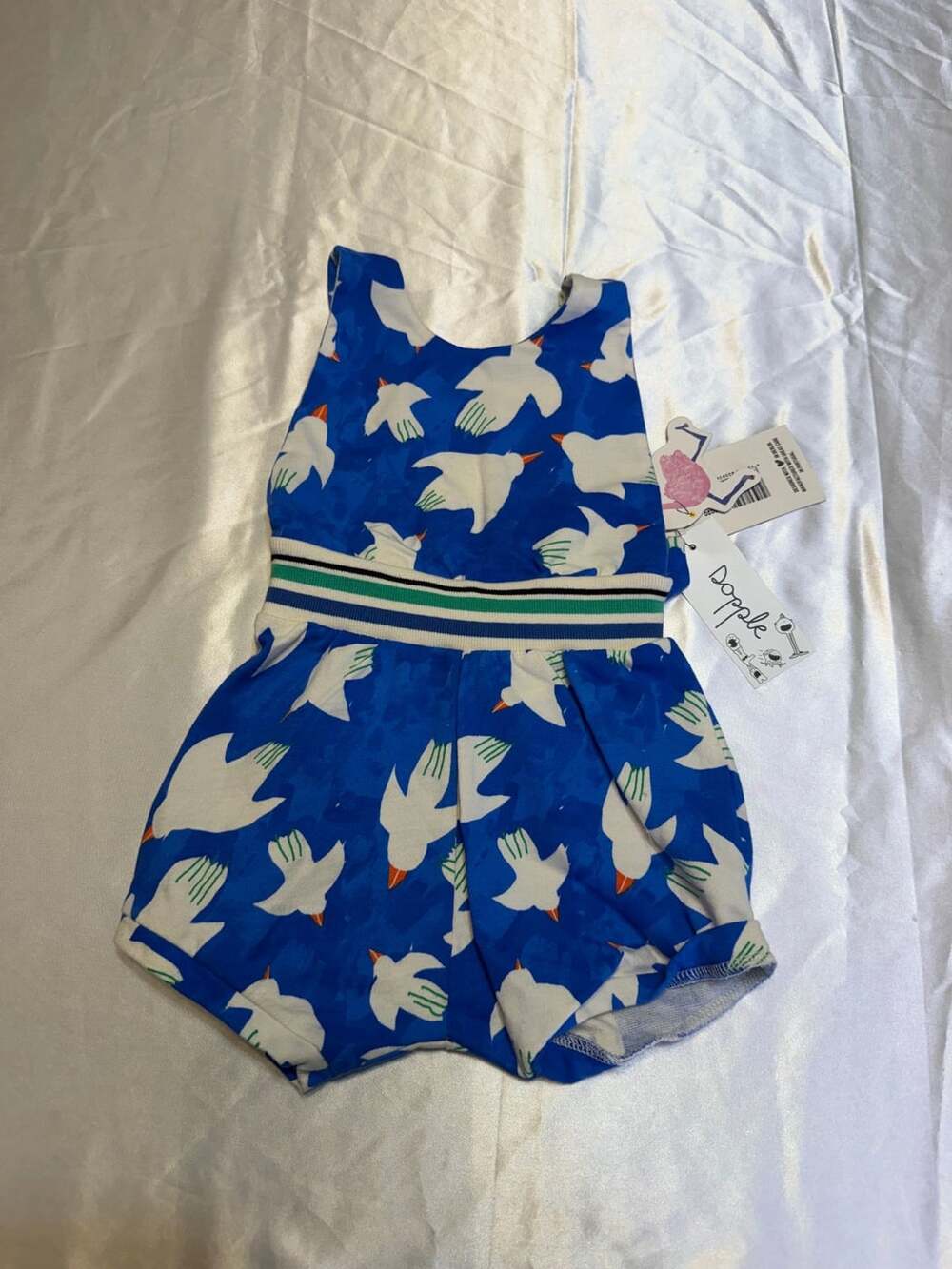 Noé & Zoë Berlin Blue Dove Baby Ringer Suit Romper Size 6-12M
